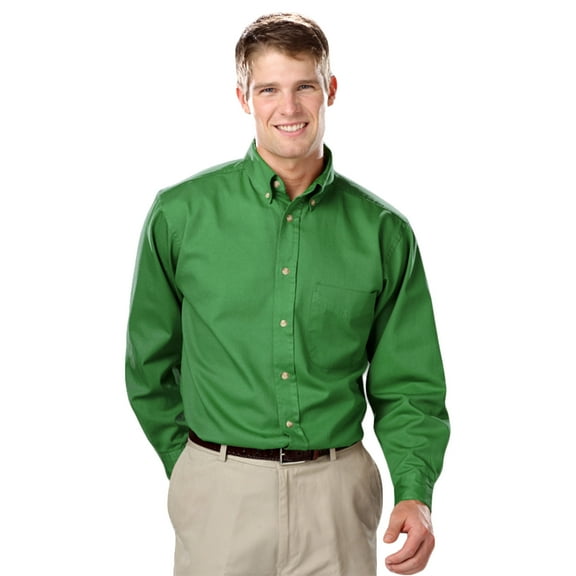 BlueGeneration Mens Long Sleeve 100% Cotton Twill - Kelly Medium Solid