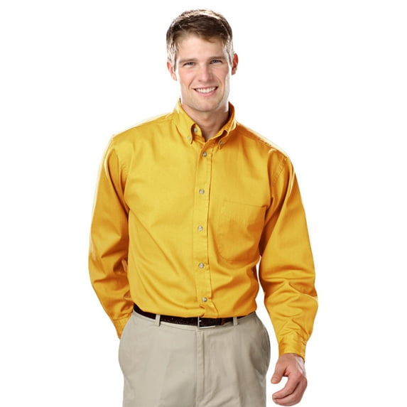 BlueGeneration Mens Long Sleeve 100% Cotton Twill - Yellow 5 Extra Large Solid