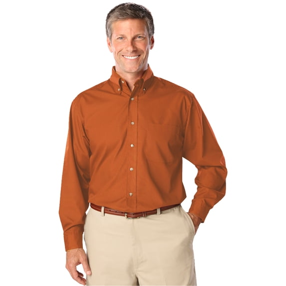 BlueGeneration Mens Long Sleeve Easy Care Poplin - Burnt Orange Medium Solid