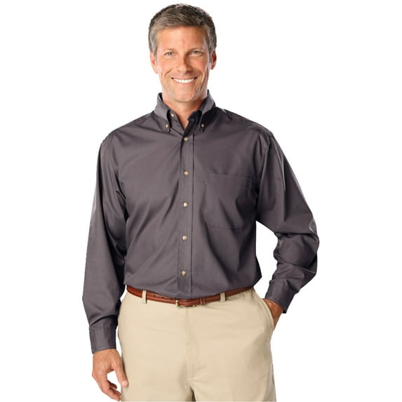BlueGeneration Mens Long Sleeve Easy Care Poplin - Graphite 8 Extra Large Solid