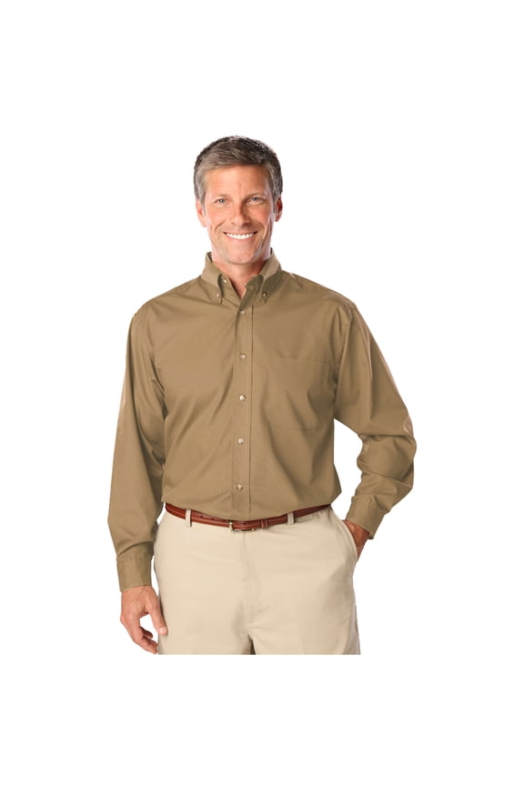 BlueGeneration Mens Long Sleeve Easy Care Poplin - Tan Extra Large Solid