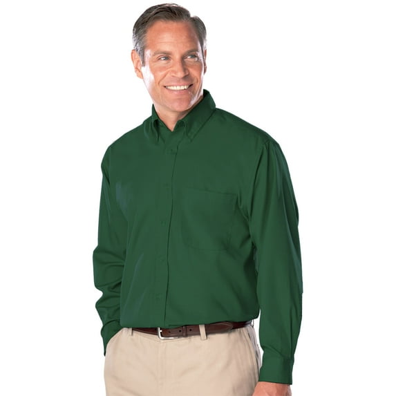 BlueGeneration Mens Long Sleeve Easy Care Poplin With Matching Buttons - Hunter Small Solid