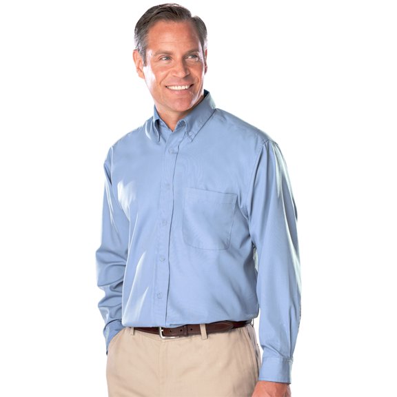 BlueGeneration Mens Long Sleeve Easy Care Poplin With Matching Buttons - Light Blue Medium Solid