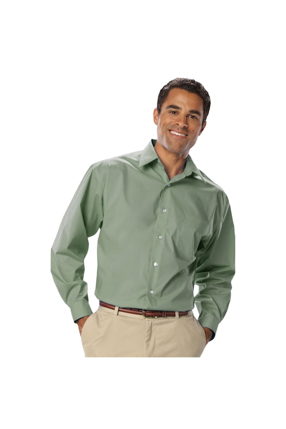 BlueGeneration Mens Long Sleeve Easy Care Stretch Poplin - Sage 6 Extra Large Solid