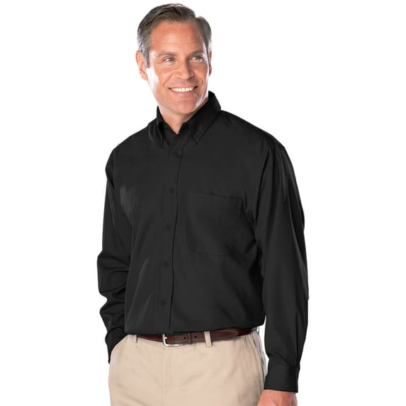 BlueGeneration Mens Long Sleeve Easy Care Tall Poplin With Matching Buttons - Black 2 Extra Large Tall Solid