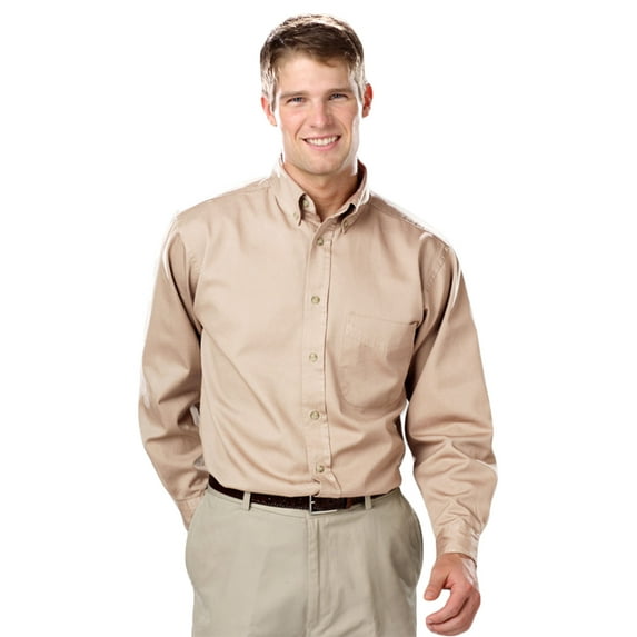 BlueGeneration Mens Long Sleeve Tall 100% Cotton Twill - Natural 2 Extra Large Tall Solid