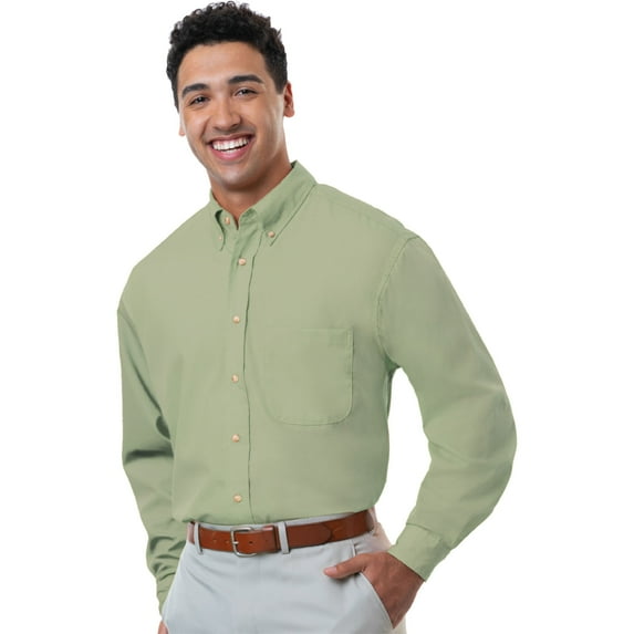 BlueGeneration Mens Long Sleeve Tall Easy Care Poplin - Sage Extra Large Tall Solid