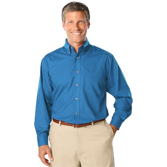 BlueGeneration Mens Long Sleeve Tall Easy Care Poplin - Turquoise Large Tall Solid