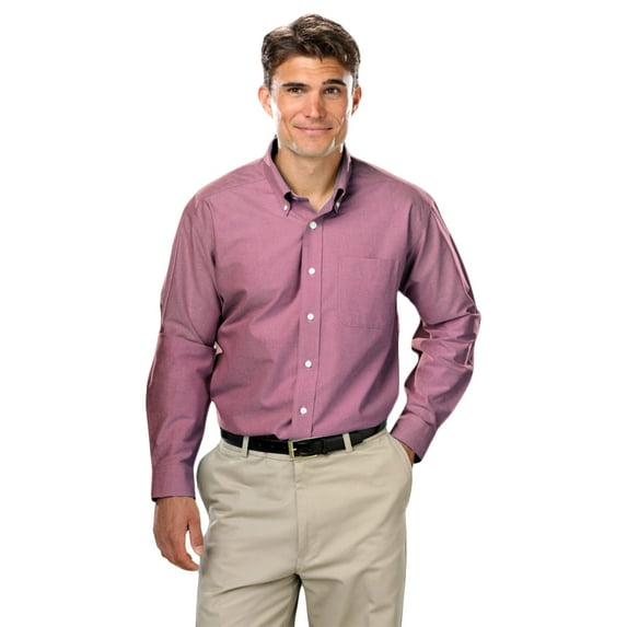 BlueGeneration Mens Long Sleeve Tall Oxford - Burgundy 2 Extra Large Tall Solid