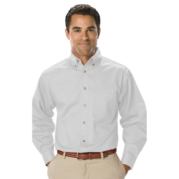 BlueGeneration Mens Long Sleeve Teflon Twill - White 6 Extra Large Solid