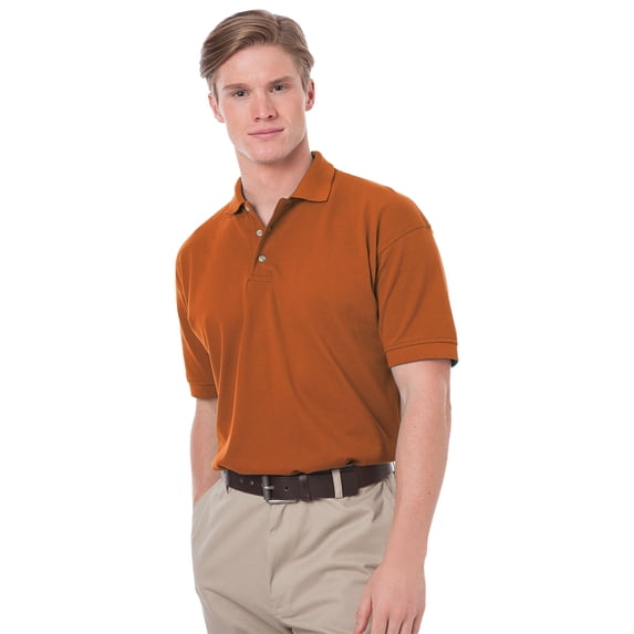 BlueGeneration Mens Short Sleeve 100% Cotton Pique - Burnt Orange 5 Extra Large Solid