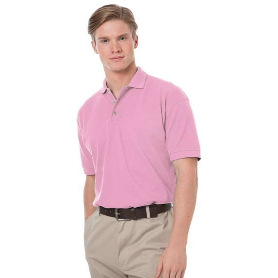BlueGeneration Mens Short Sleeve 100% Cotton Pique Polo - Pink 2 Extra Large Solid