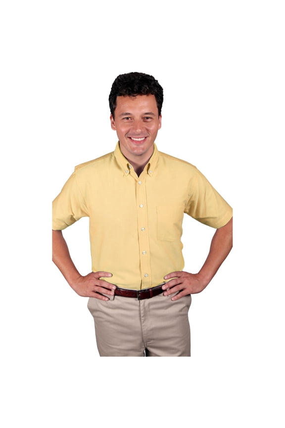 BlueGeneration Mens Short Sleeve Oxford - Maize 4 Extra Large Solid