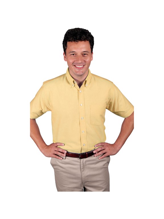 BlueGeneration Mens Short Sleeve Oxford - Maize 4 Extra Large Solid