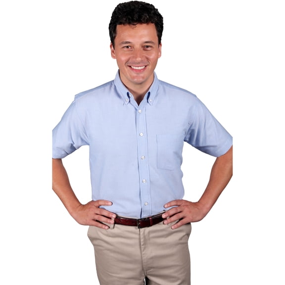 BlueGeneration Mens Short Sleeve Oxford - Oxford Blue Large Solid