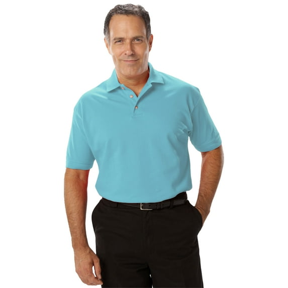 BlueGeneration Mens Short Sleeve Superblend Pique No Pocket - Aqua Extra Large Solid