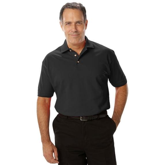 BlueGeneration Mens Short Sleeve Superblend Pique No Pocket - Black Extra Large Solid