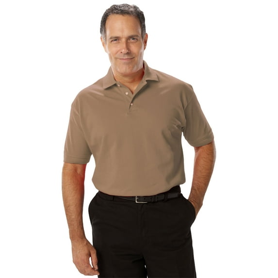 BlueGeneration Mens Short Sleeve Superblend Pique No Pocket - Tan 5 Extra Large Solid