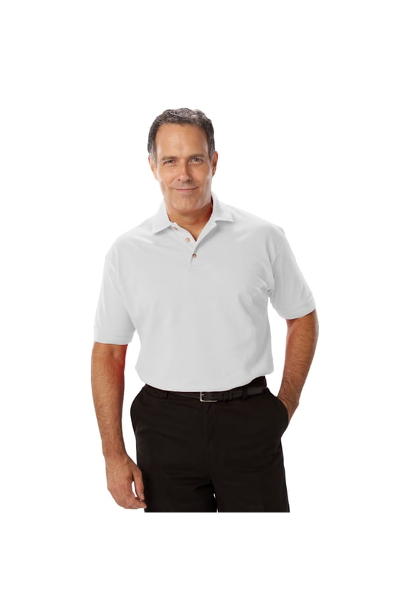 BlueGeneration Mens Short Sleeve Superblend Pique No Pocket - White 6 Extra Large Solid