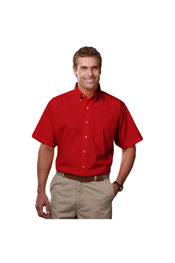 BlueGeneration Mens Short Sleeve Teflon Twill - Red Large Solid
