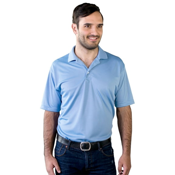 BlueGeneration Mens Solid Wicking Polo - Light Blue Large Solid