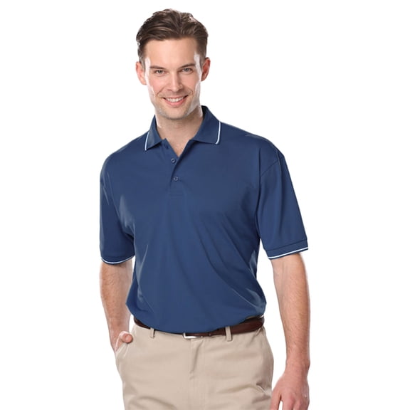 BlueGeneration Mens Wicking Piped Polo - Navy 3 Extra Large Solid
