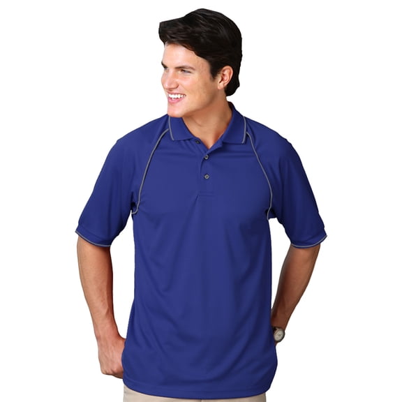 BlueGeneration Mens Wicking Piped Polo - Royal 6 Extra Large Solid