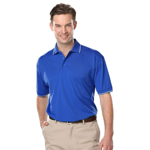 BlueGeneration Mens Wicking Piped Polo - Royal Large Solid