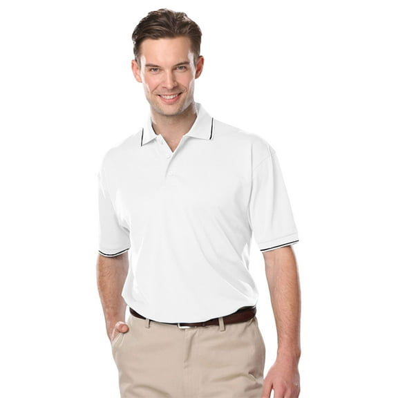 BlueGeneration Mens Wicking Piped Polo - White 6 Extra Large Solid
