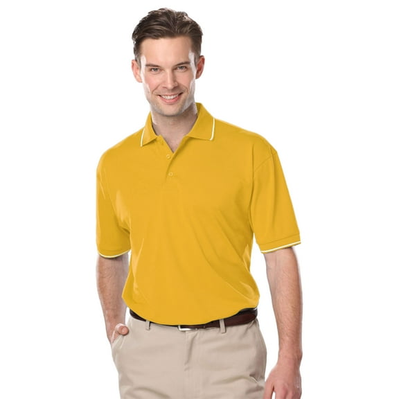 BlueGeneration Mens Wicking Piped Polo - Yellow Extra Large Solid