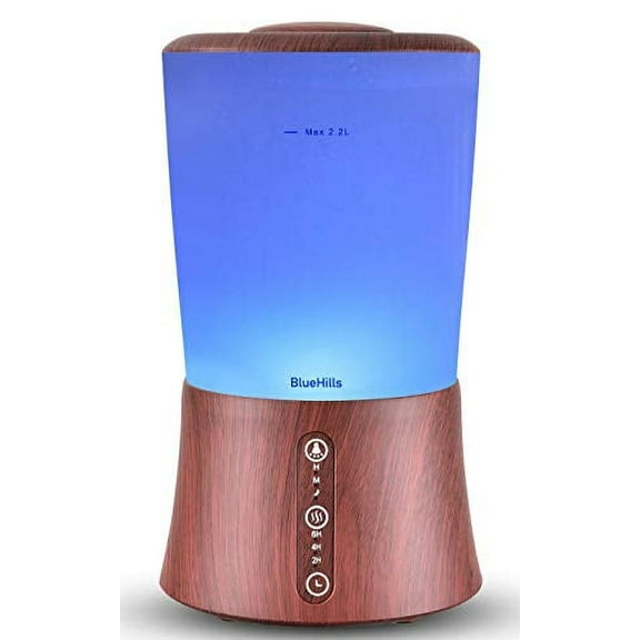 BlueHills 2000 ml Premium Humidifier with Essential Oil Diffuser Extra Large Capacity - Dark Wood Grain -S3
