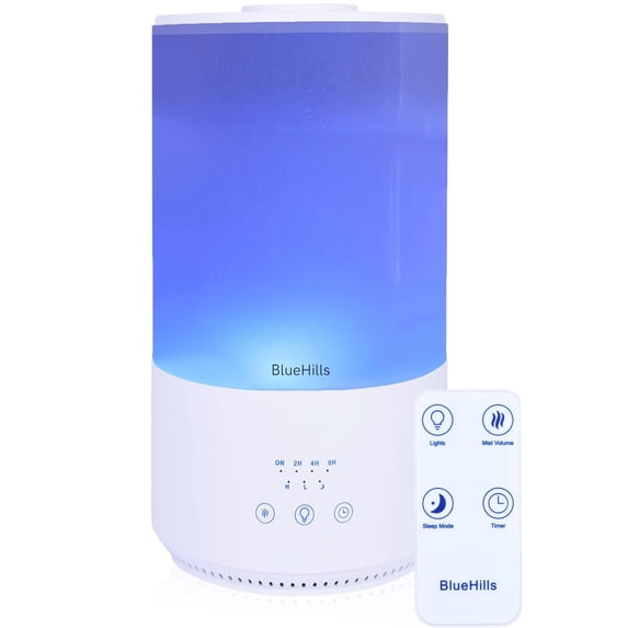 BlueHills 4000 ml Tall Premium Essential Oil Diffuser Humidifier with Remote Extra Large Capacity - White -T401