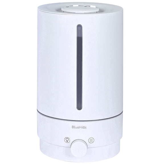 BlueHills Premium 5000 ML XL Cool and Warm Mist Ultrasonic Diffuser Humidifier Large Room Huge Coverage Area 5 Liter Big Capacity High Output 50 Hours Long Run Time Essential Oil Diffuser White W501