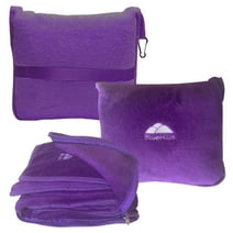 BlueHills Premium Soft Plush Travel Blanket Pillow for Airplane Car - Purple