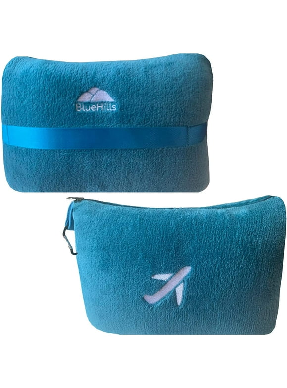 BlueHills Premium Soft Travel Blanket Pillow Airplane Mini - Teal Blue
