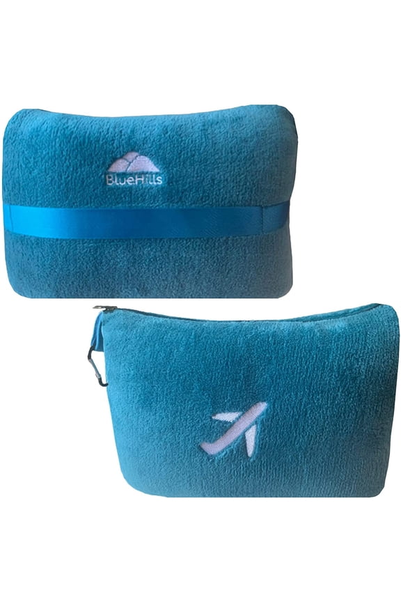 Premium Soft Travel Blanket Pillow Airplane Mini - Teal Blue