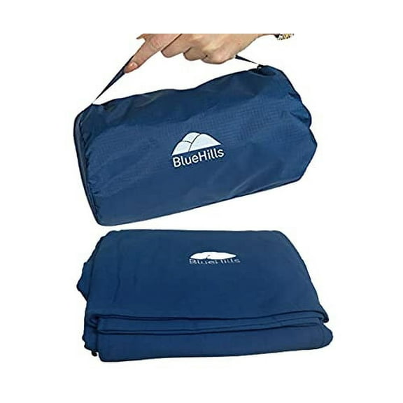BlueHills Ultra Compact Airplane Travel Blanket Throw - Navy Blue