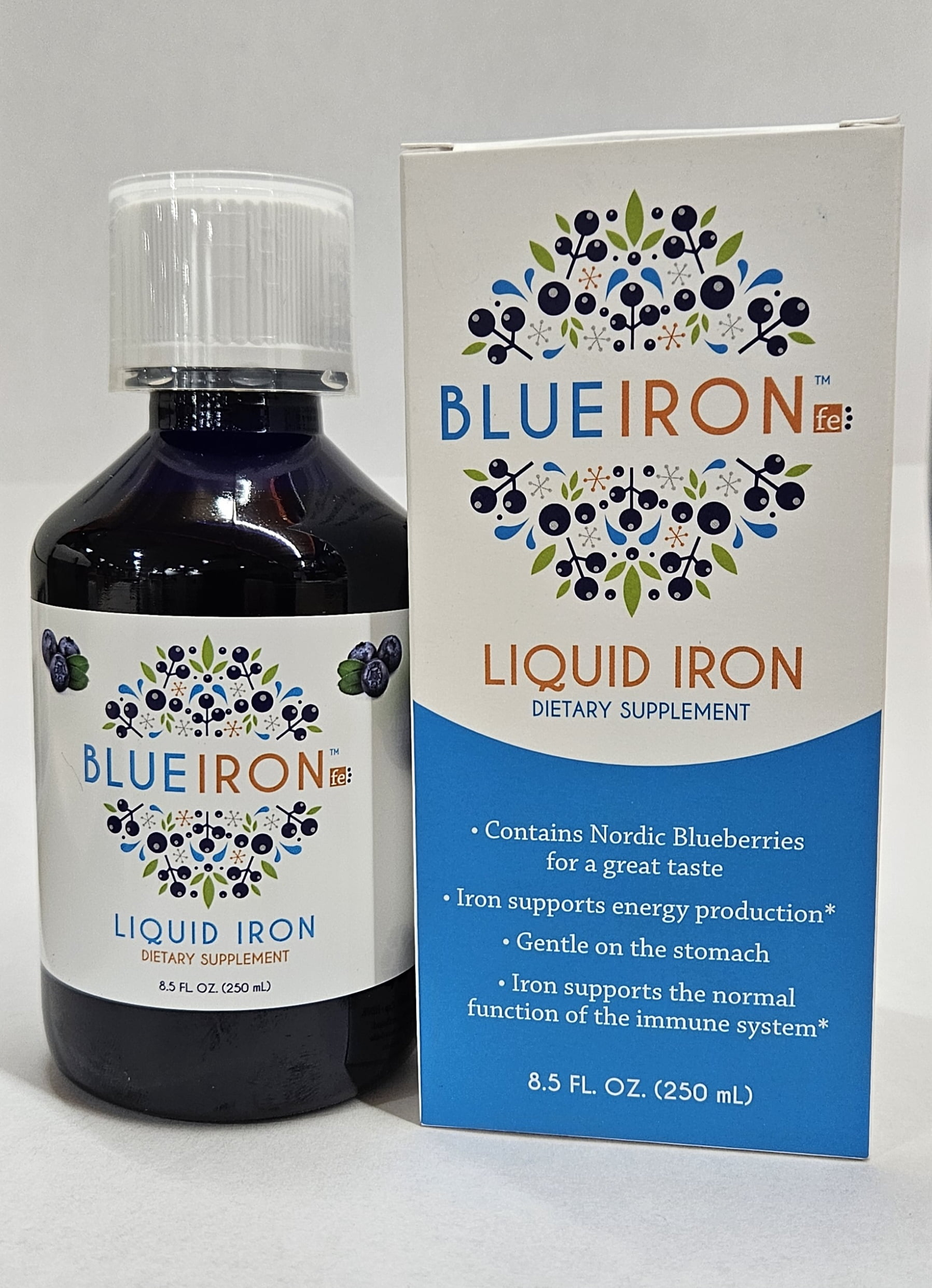BlueIron Liquid Iron Supplement, Nordic Blueberries, Iron Support