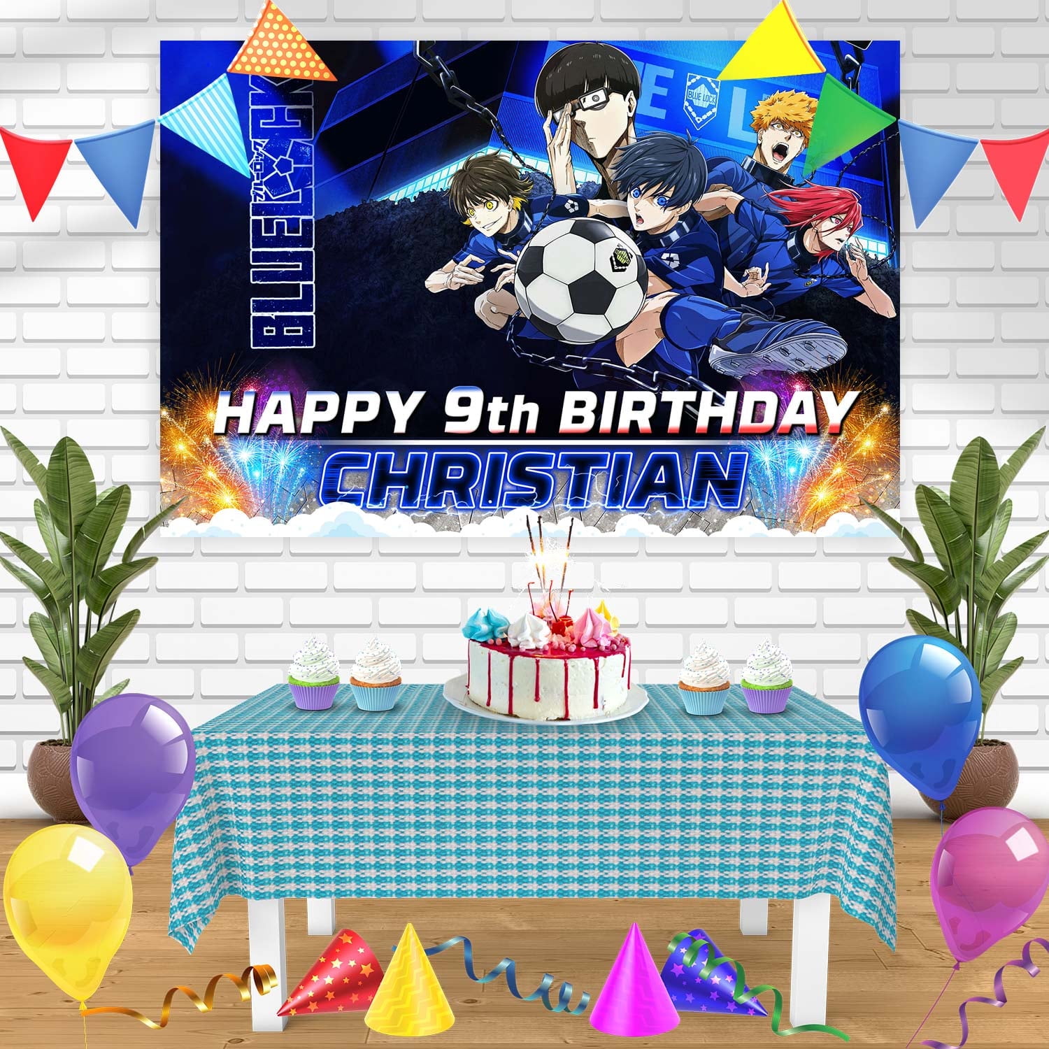 BlueLock Anime Soccer Football Birthday Banner Personalized Party Backdrop Decoration 60 x 44 Inches