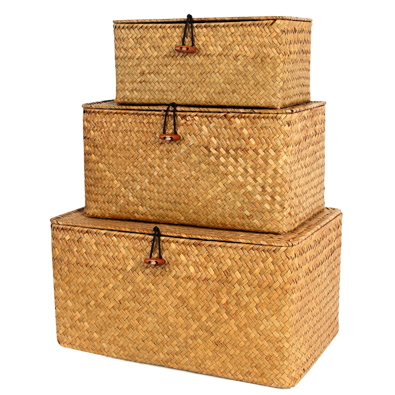 StyleWell Rectangular Seagrass Lined Storage Baskets (Set of 3) JY4121HDB -  The Home Depot