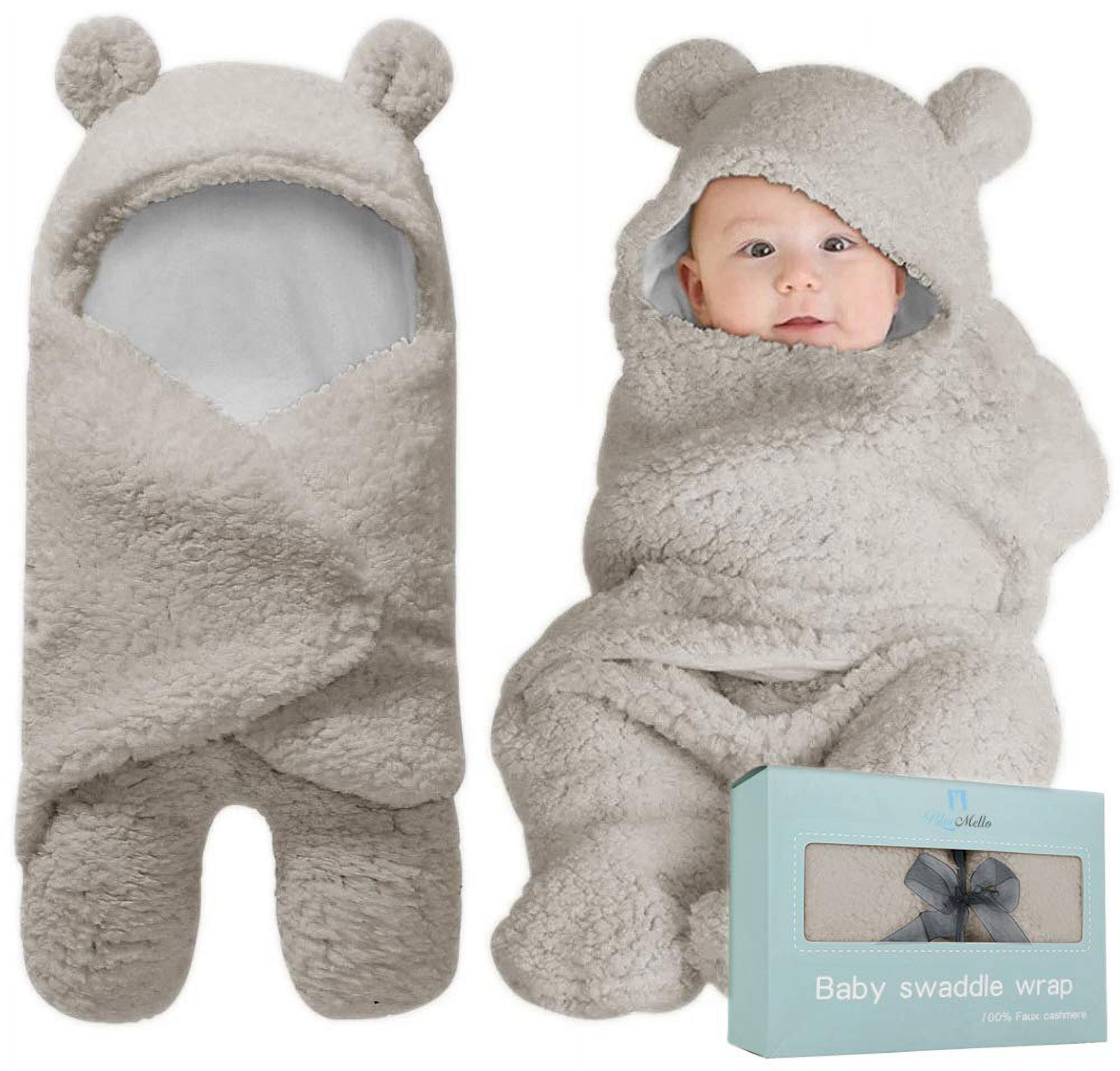 BlueMello Swaddle Blanket Ultra Soft Plush Essential for Infants 0 6 Months Receiving Swaddling Wrap Grey Ideal Newborn Registry and Toddler Boy