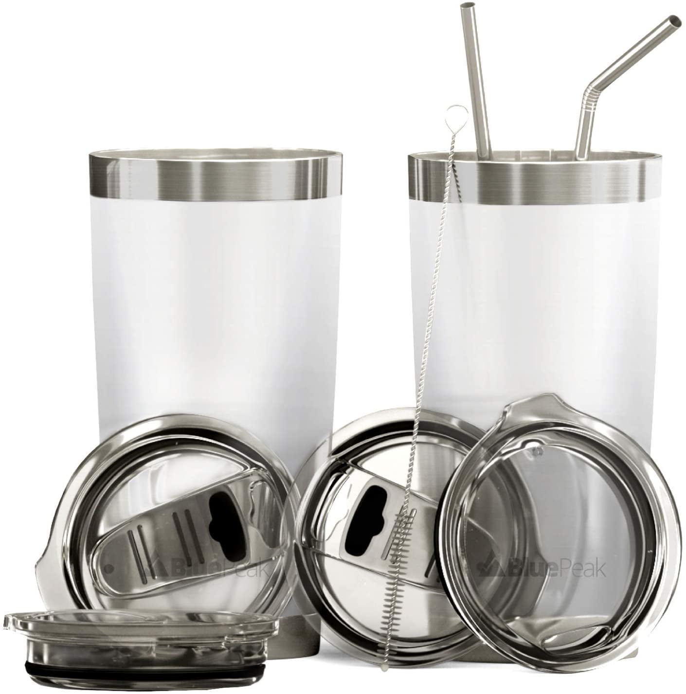 BluePeak Double Wall Stainless Steel Vacuum Insulated Tumbler Set, 2 ...