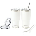 thumbnail image 1 of BluePeak Double Wall Stainless Steel Vacuum Insulated Tumbler Set, 2-Pack, 30 oz, White, 1 of 7