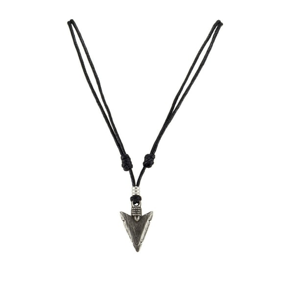 BlueRica Arrowhead Pendant on Adjustable Black Cord Necklace