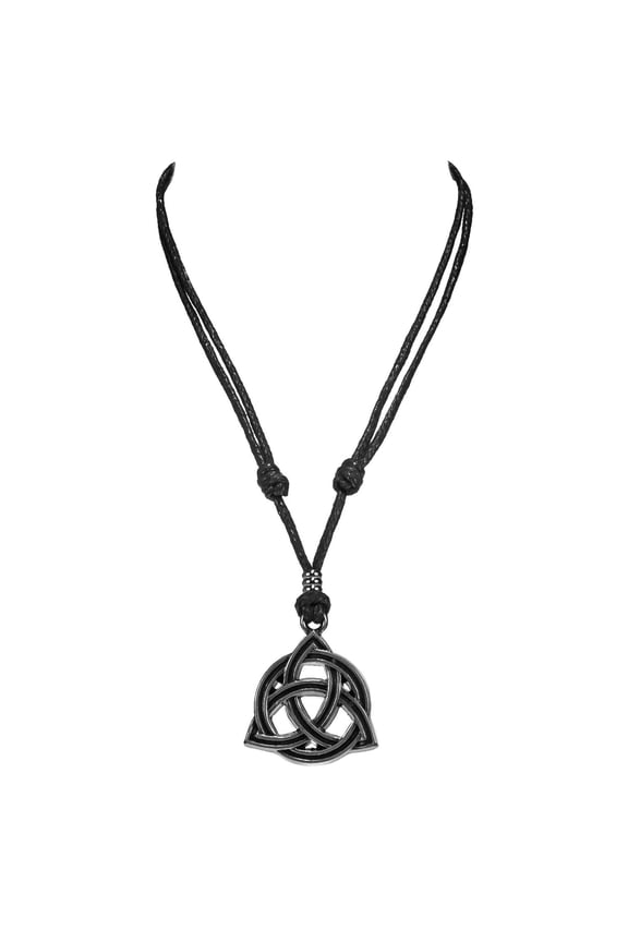 Celtic Trinity Knot (Triquetra) on Adjustable Black Cord Necklace