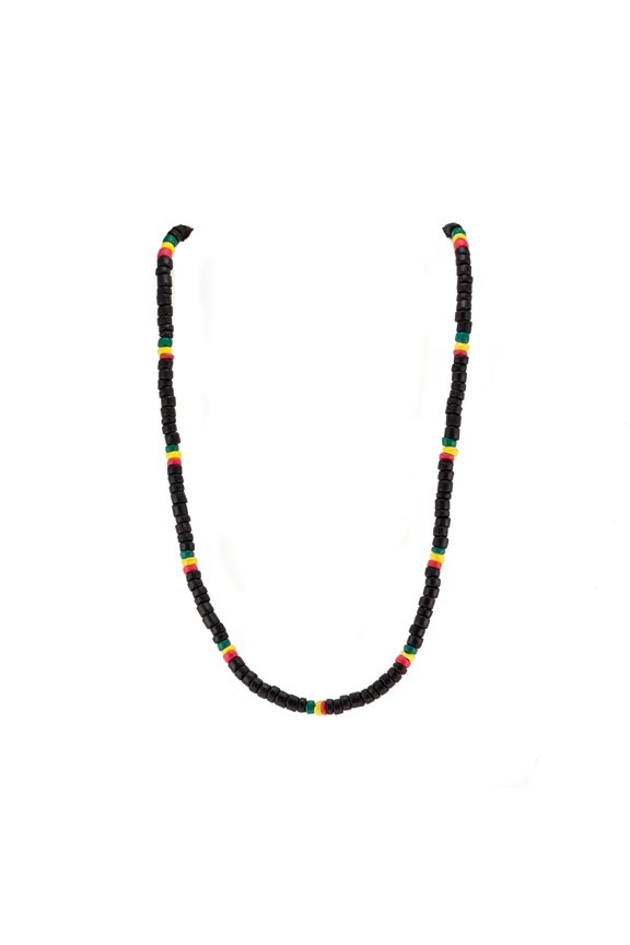 Rasta & Black Coconut Beads Necklace (18")