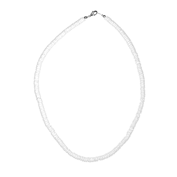 BlueRica White Smooth Puka Shell Necklace, 24 in