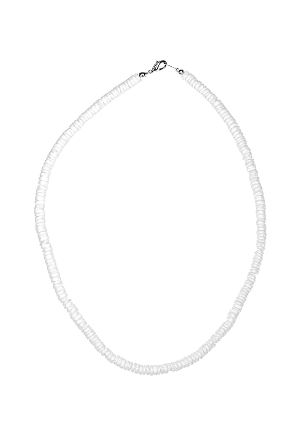 White Smooth Puka Shell Necklace, 24 in