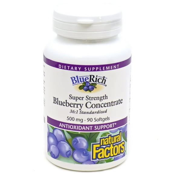 Natural Factors BlueRich Super Strength Blueberry Concentrate, Antioxidant Support for Overall Good Health, 90 Softgels