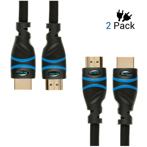 BlueRigger 4K HDMI Cable (3 Feet- 2-Pack, 4K 60Hz, High Speed)